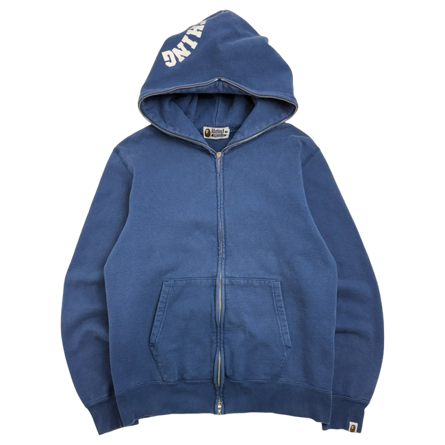 BAPE Hood Logo Full Zip Hoodie Blue (USED)