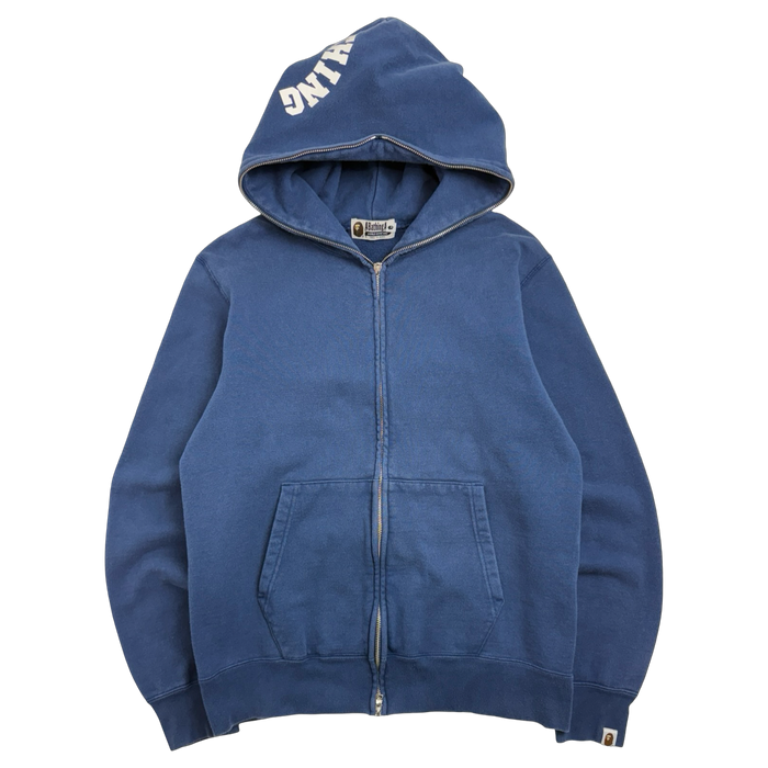BAPE Hood Logo Full Zip Hoodie Blue (USED) | Vitnage Clothing Store Canada