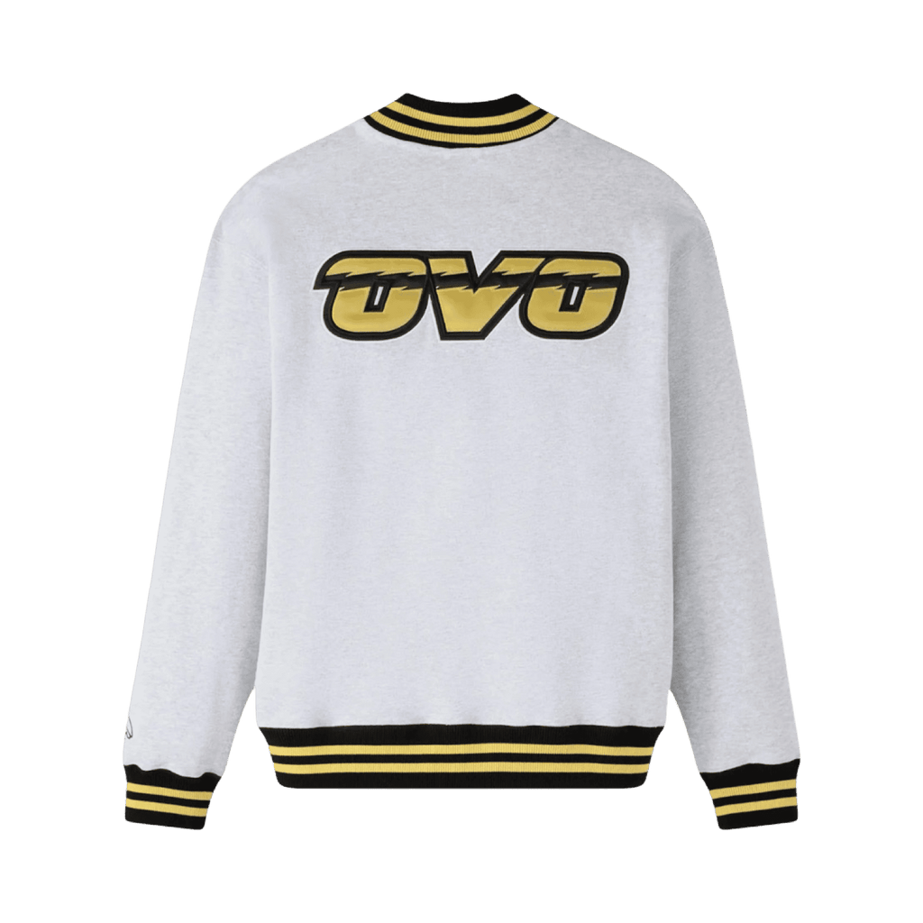 OVO x Toronto Raptors Quarter Zip Mock Neck Sweatshirt Ash Heather Grey