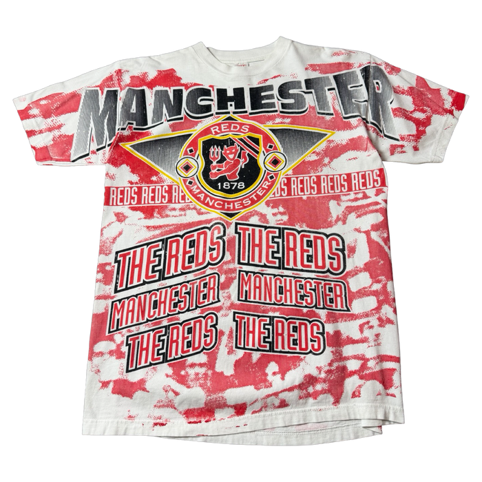 Vintage Manchester Reds AOP Tee Red/White | Vitnage Clothing Store Canada