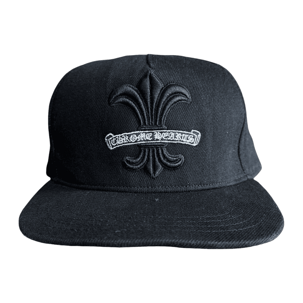 Chrome Hearts Fleur Scroll Logo Snapback Hat Black
