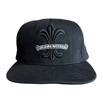 Chrome Hearts Fleur Scroll Logo Snapback Hat Black