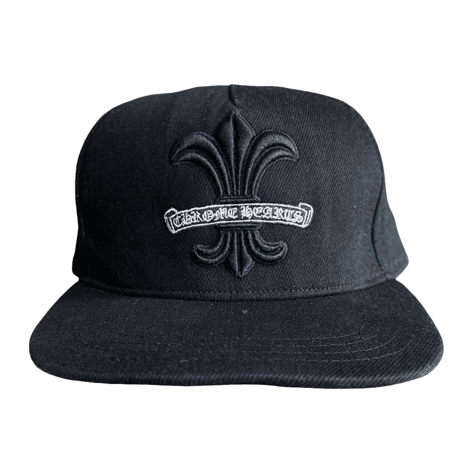 Chrome Hearts Fleur Scroll Logo Snapback Hat Black