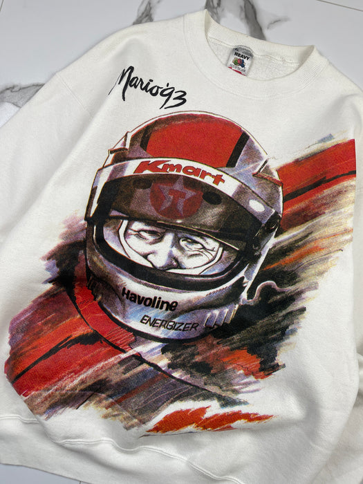 Vintage 1993 Mario Andretti F1 Sweatshirt White | Vitnage Clothing Store Canada