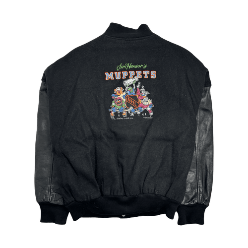 (XL) Vintage NHL The Muppets Varsity Jacket Black | Vintage Clothing Store Canada