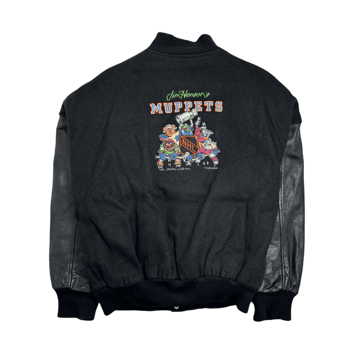 (XL) Vintage NHL The Muppets Varsity Jacket Black | Vitnage Clothing Store Canada