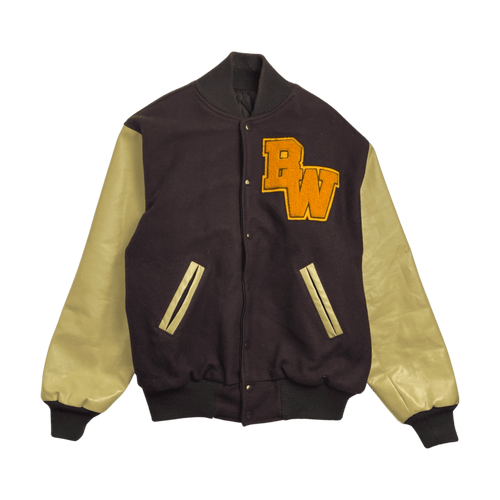 (XL) Vintage 90s BW Letterman Jacket Brown | Vintage Clothing Store Canada