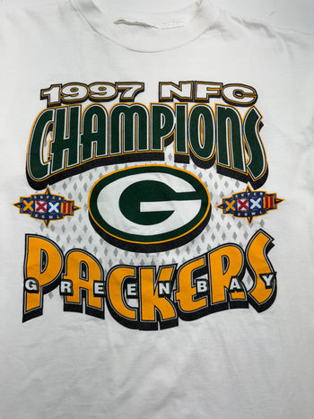 (L) Vintage Super Bowl XXXII Green Bay Packers Tee White