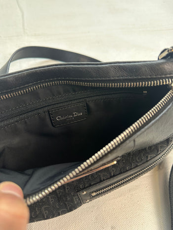 Dior Street Chic Jacquard Leather Shoulder Bag Black