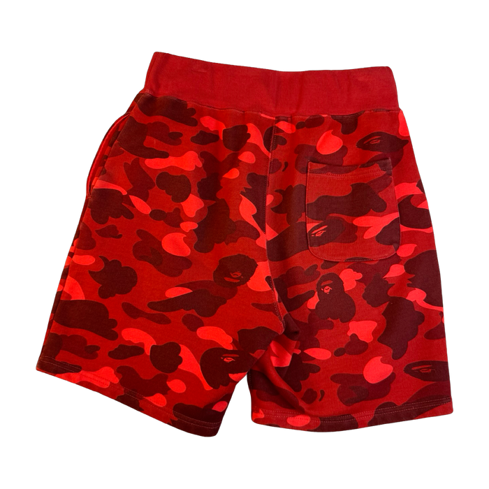 BAPE Color Camo Shark Sweatshorts Red (USED) | Vitnage Clothing Store Canada