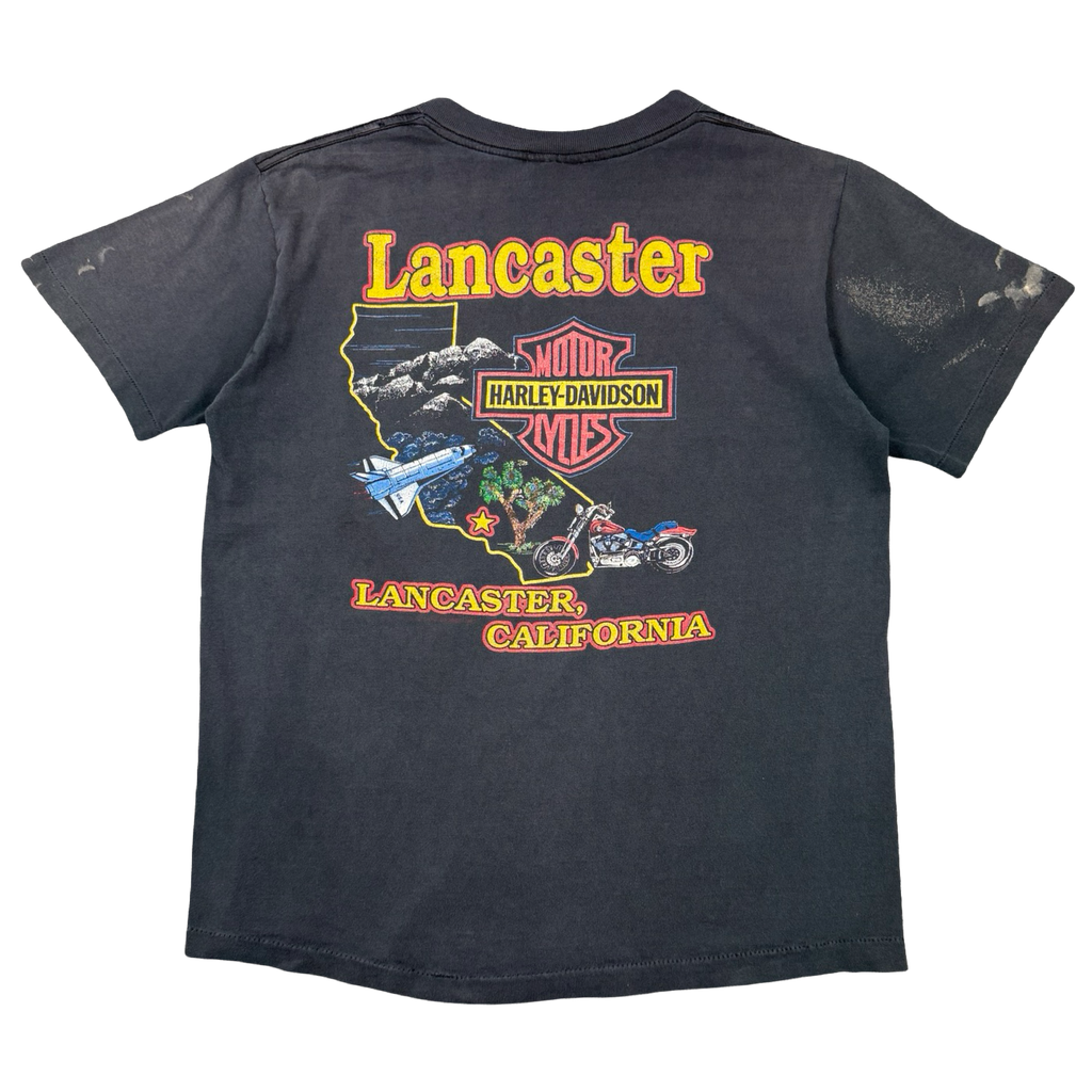 Vintage Harley Davidson Lancaster Spaceship Tee Black