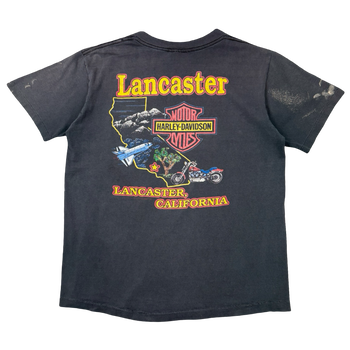 Vintage Harley Davidson Lancaster Spaceship Tee Black