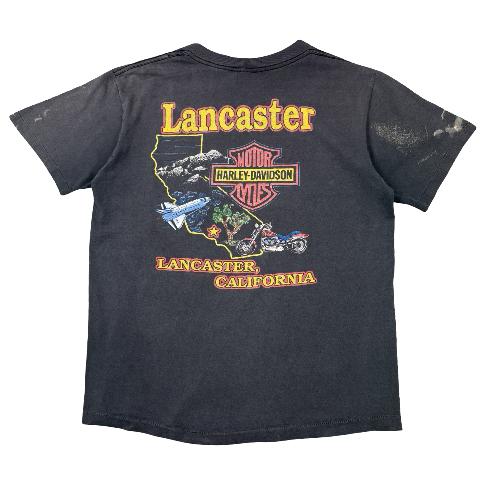 Vintage Harley Davidson Lancaster Spaceship Tee Black
