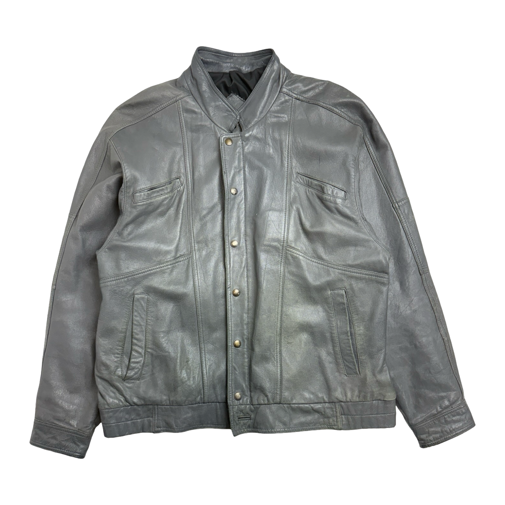 Vintage Men's Yves Saint Laurent Leather Coat Grey