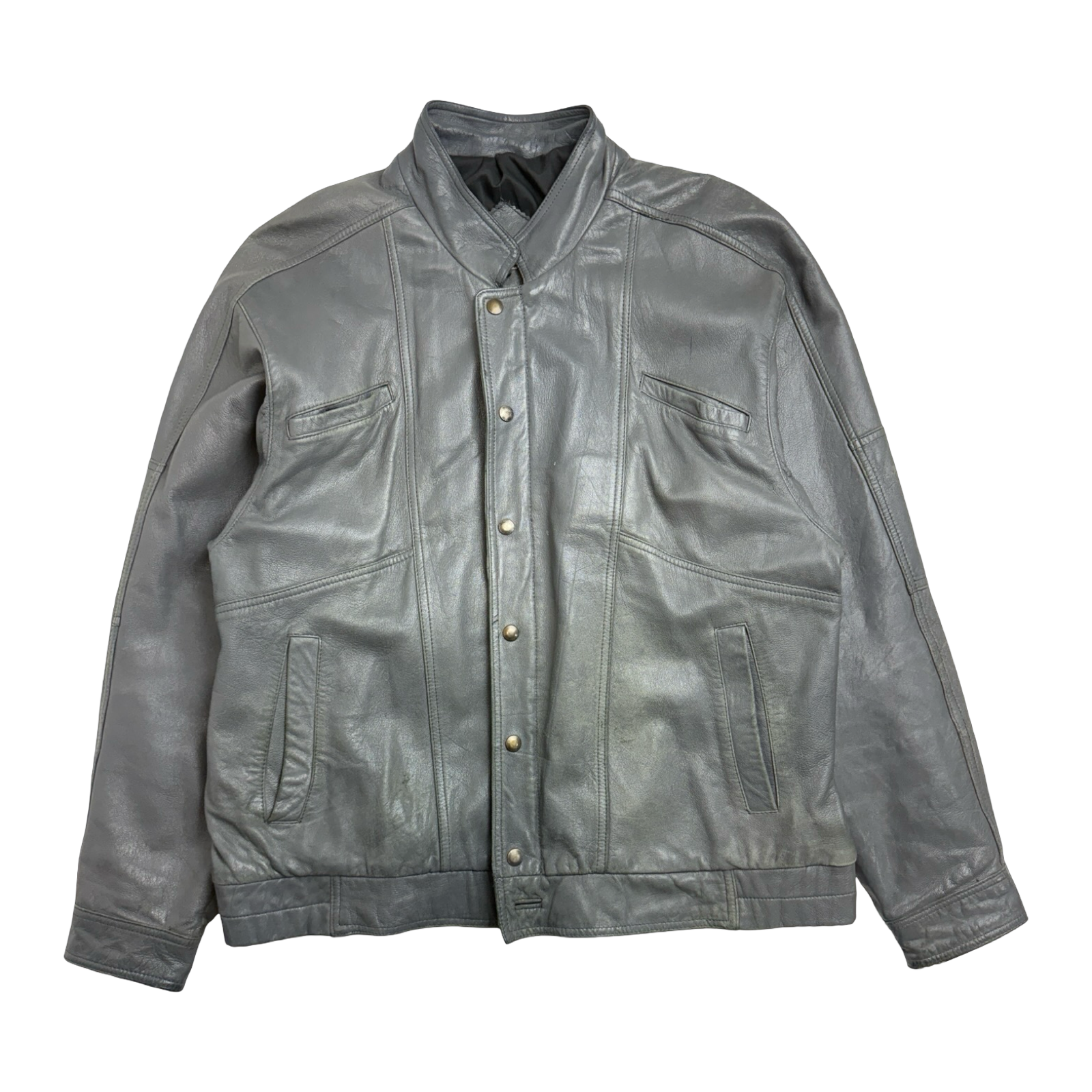 Vintage Men's Yves Saint Laurent Leather Coat Grey