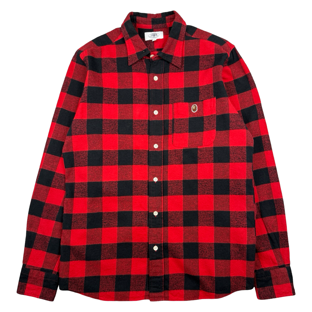 BAPE Ape Head Button Up Flannel Red (USED)
