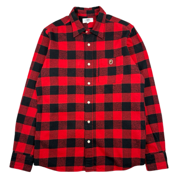BAPE Ape Head Button Up Flannel Red (USED)