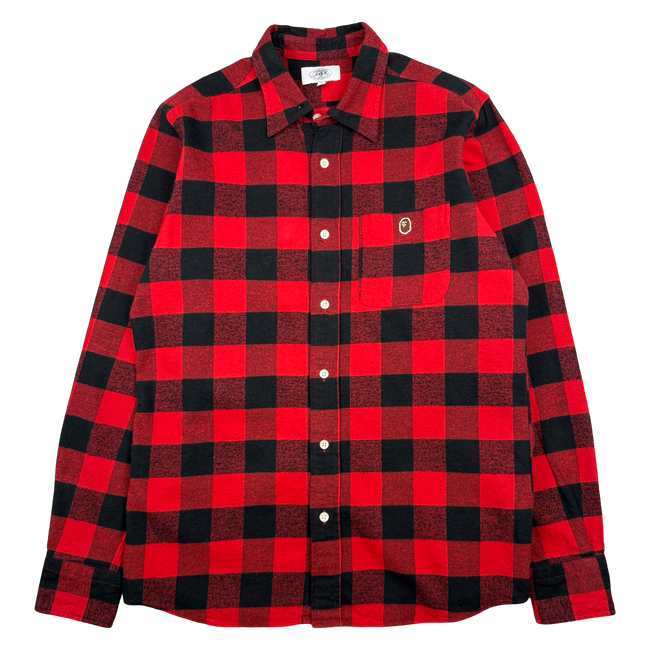 BAPE Ape Head Button Up Flannel Red (USED)