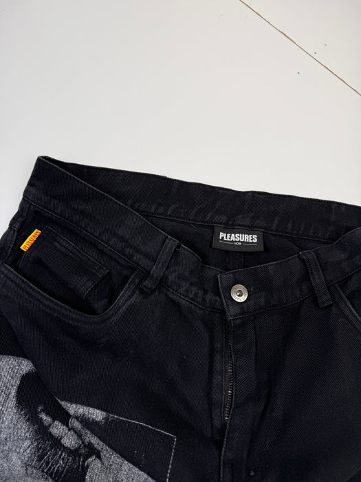 Pleasures Swallow Denim Jeans Black (USED) | Vitnage Clothing Store Canada