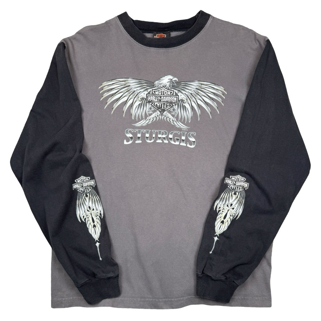 Vintage Harley Davidson Sturgis Chrome Eagle L/S Tee Grey