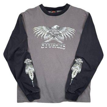 Vintage Harley Davidson Sturgis Chrome Eagle L/S Tee Grey