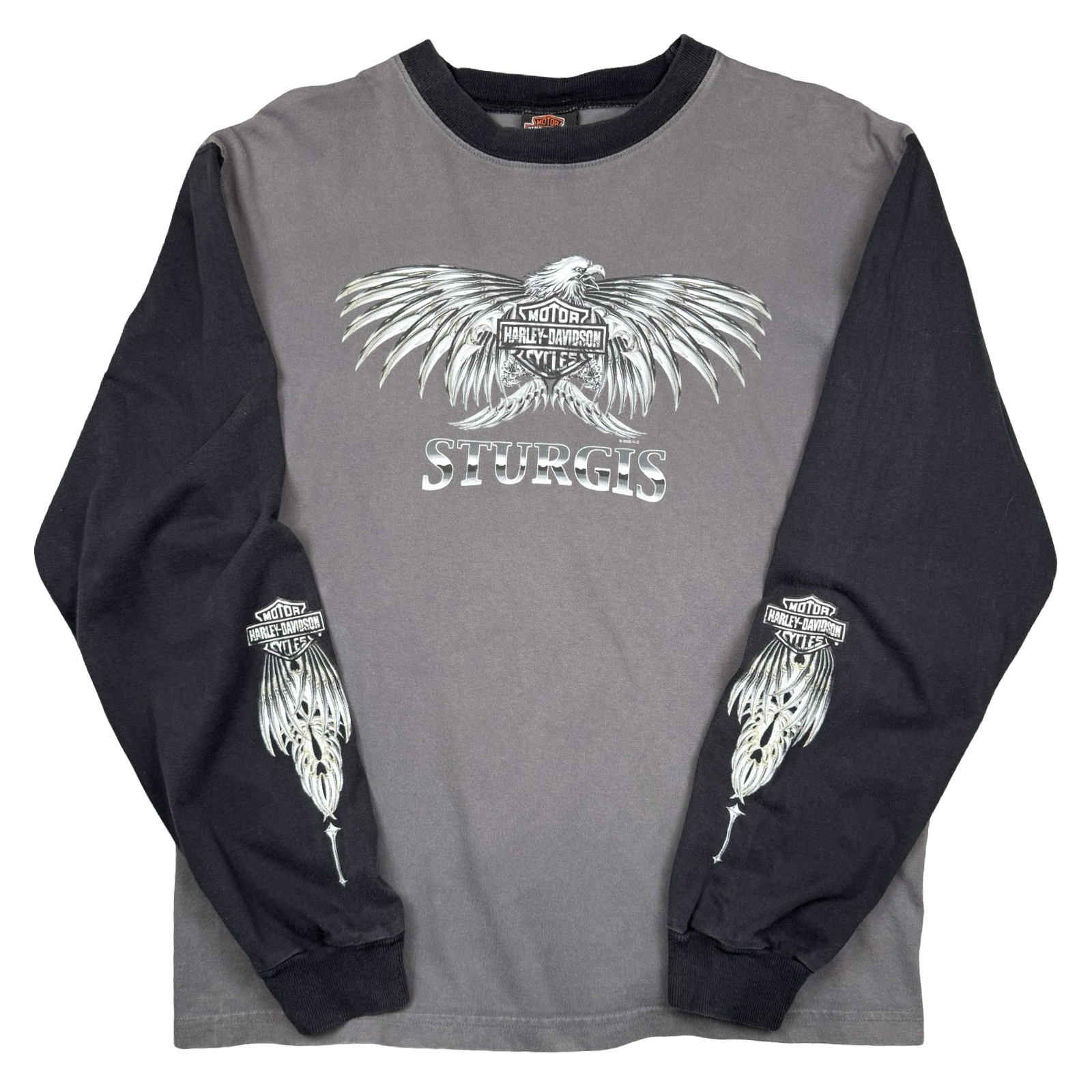 Vintage Harley Davidson Sturgis Chrome Eagle L/S Tee Grey