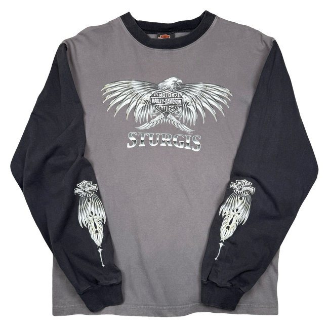 Vintage Harley Davidson Sturgis Chrome Eagle L/S Tee Grey