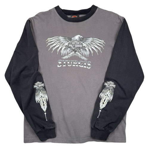 Vintage Harley Davidson Sturgis Chrome Eagle L/S Tee Grey | Vintage Clothing Store Canada