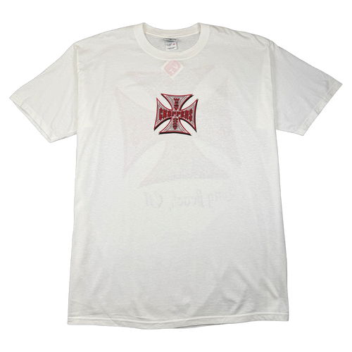 Vintage West Coast Choppers Pinstripe Cross Logo Tee White/Red | Vintage Clothing Store Canada