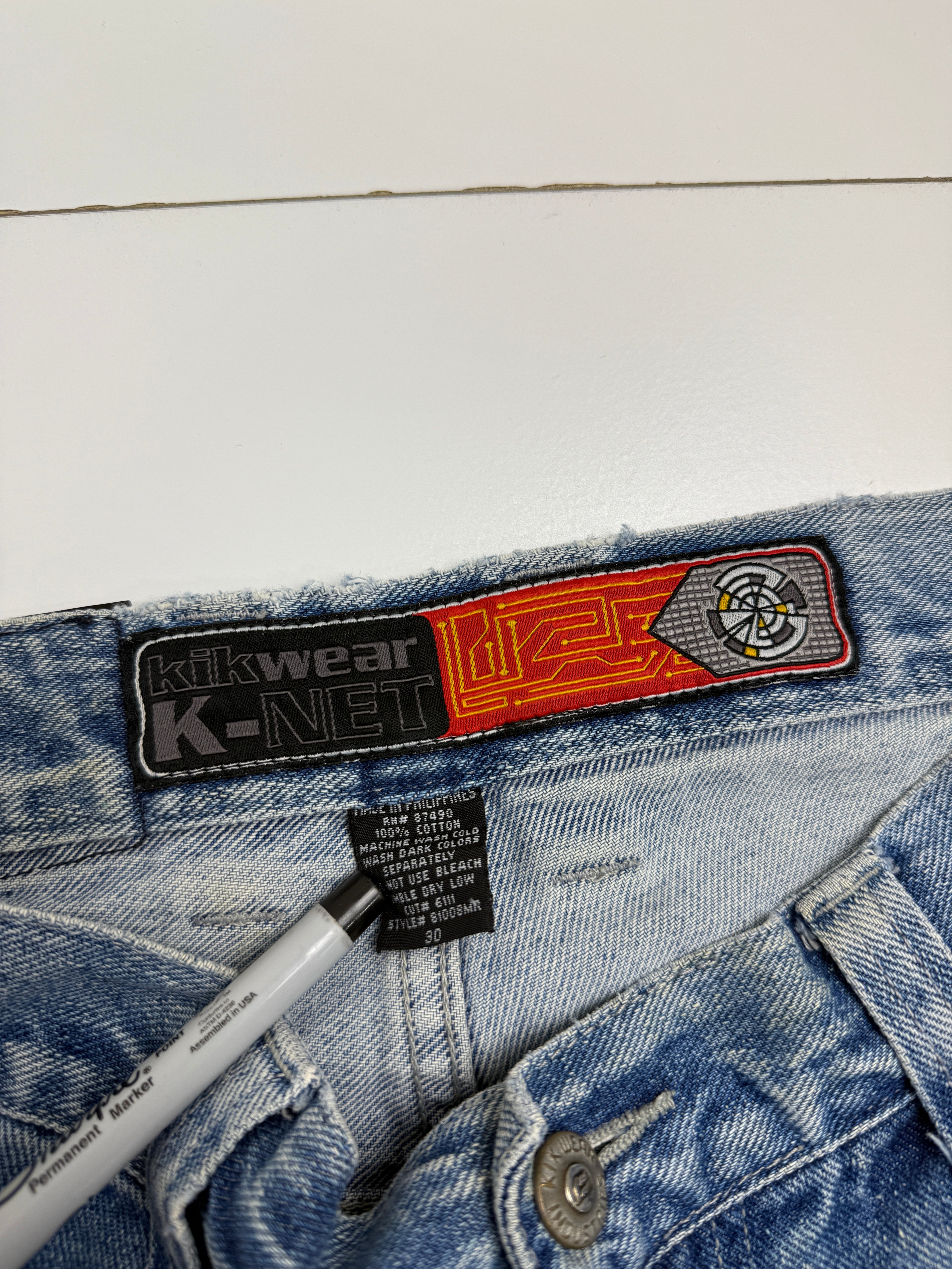 Kik Wear Wide Baggy Cargo Denim Pants
