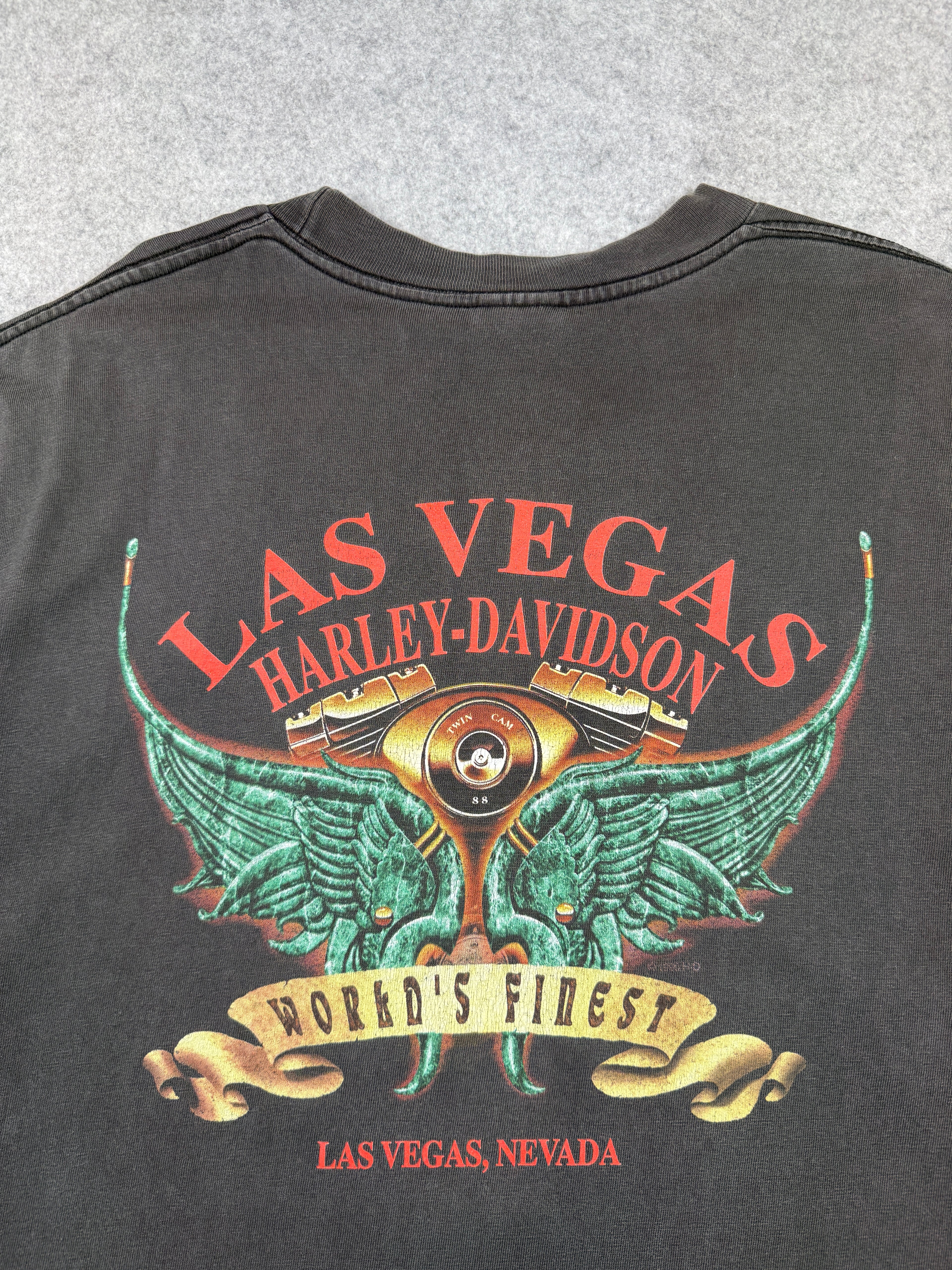 Vintage Harley Davidson Chrome Engine Tee Black