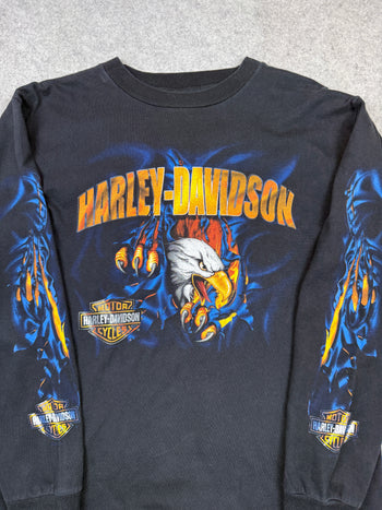 Vintage Harley Davidson Ripped Eagle L/S Tee Black
