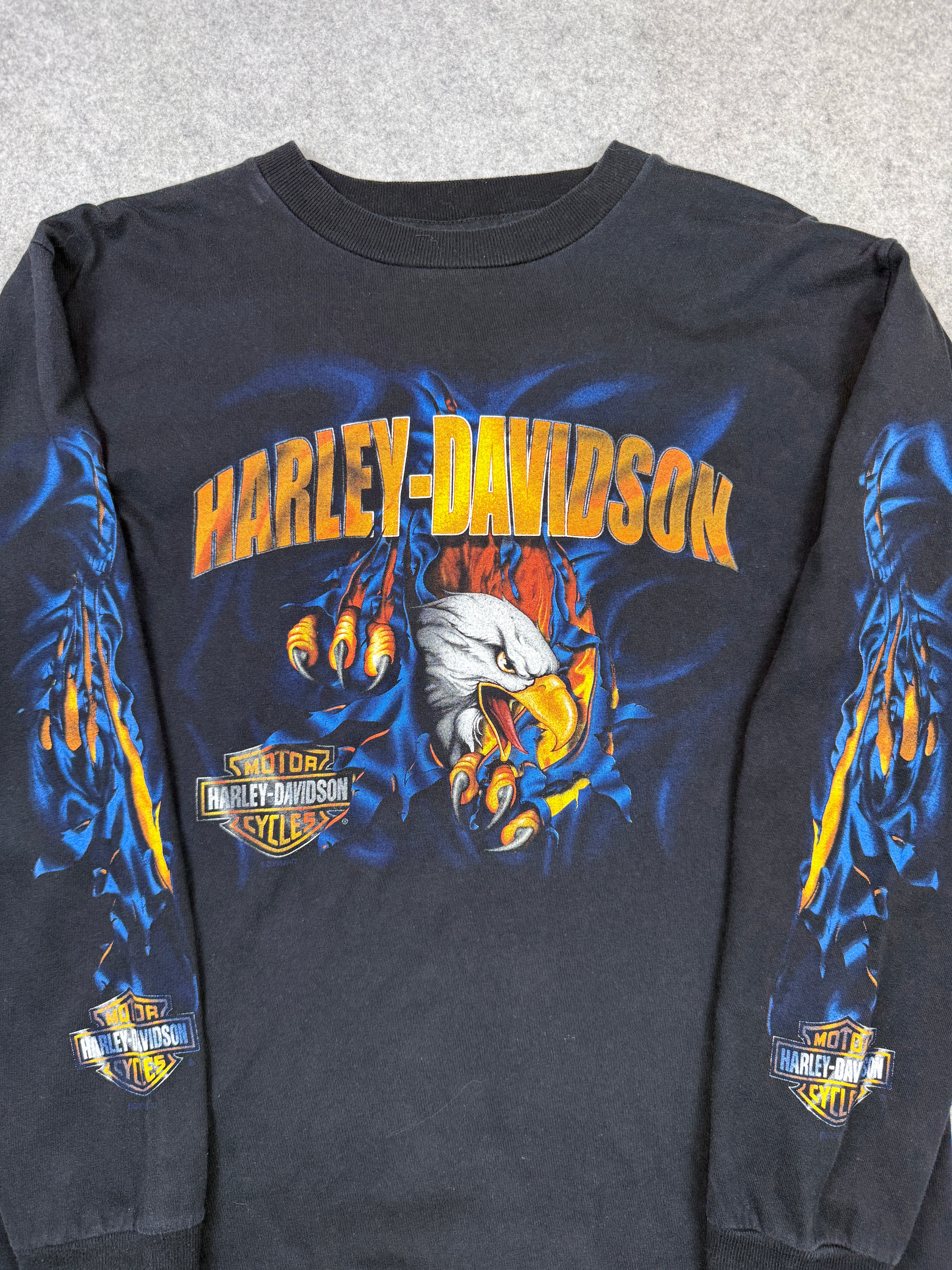 Vintage Harley Davidson Ripped Eagle L/S Tee Black