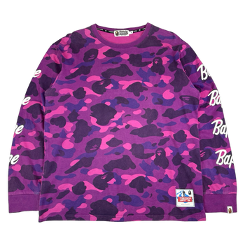 BAPE Color Camo Sleeve Logo L/S Tee Purple