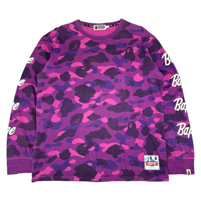 BAPE Color Camo Sleeve Logo L/S Tee Purple | Vitnage Clothing Store Canada