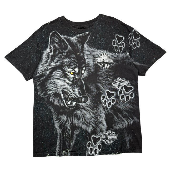 Vintage Harley Davidson Wolf AOP Tee Black