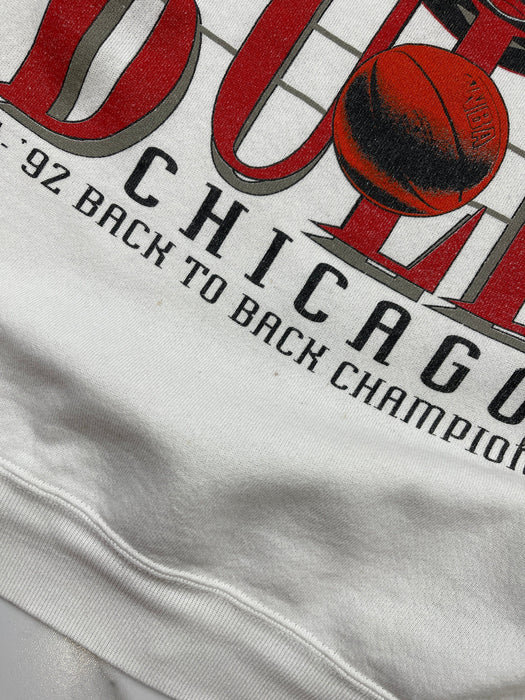 Vintage 1992 Chicago Bulls Back-to-Back Champs Sweatshirt White | Vitnage Clothing Store Canada