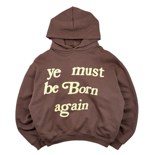 Cactus Plant Flea Market Ye Must Be Born Again Hoodie Brown (USED) | Vintage Clothing Store Canada