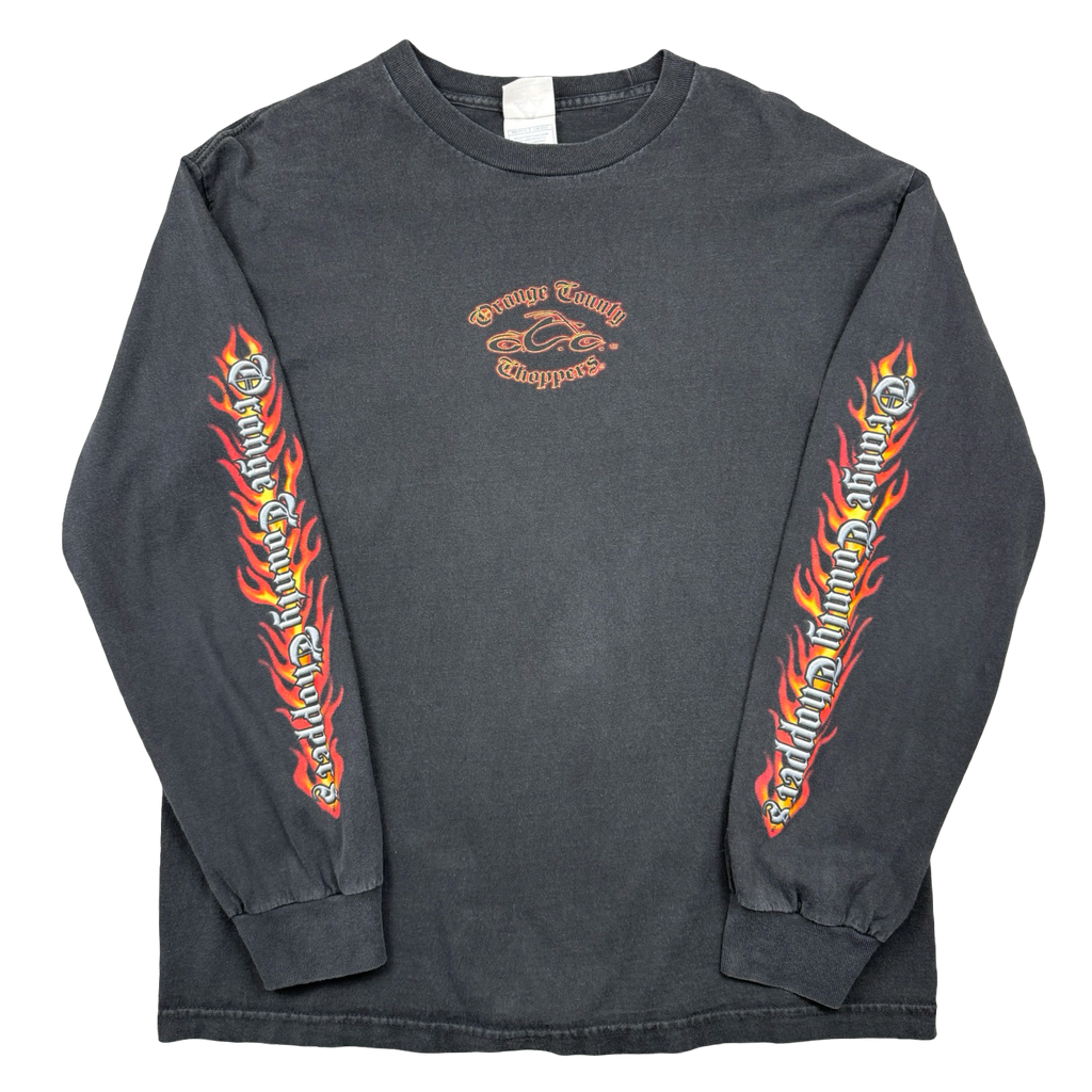 VIntage Orange County Choppers Script Flame Sleeve L/S Tee Black