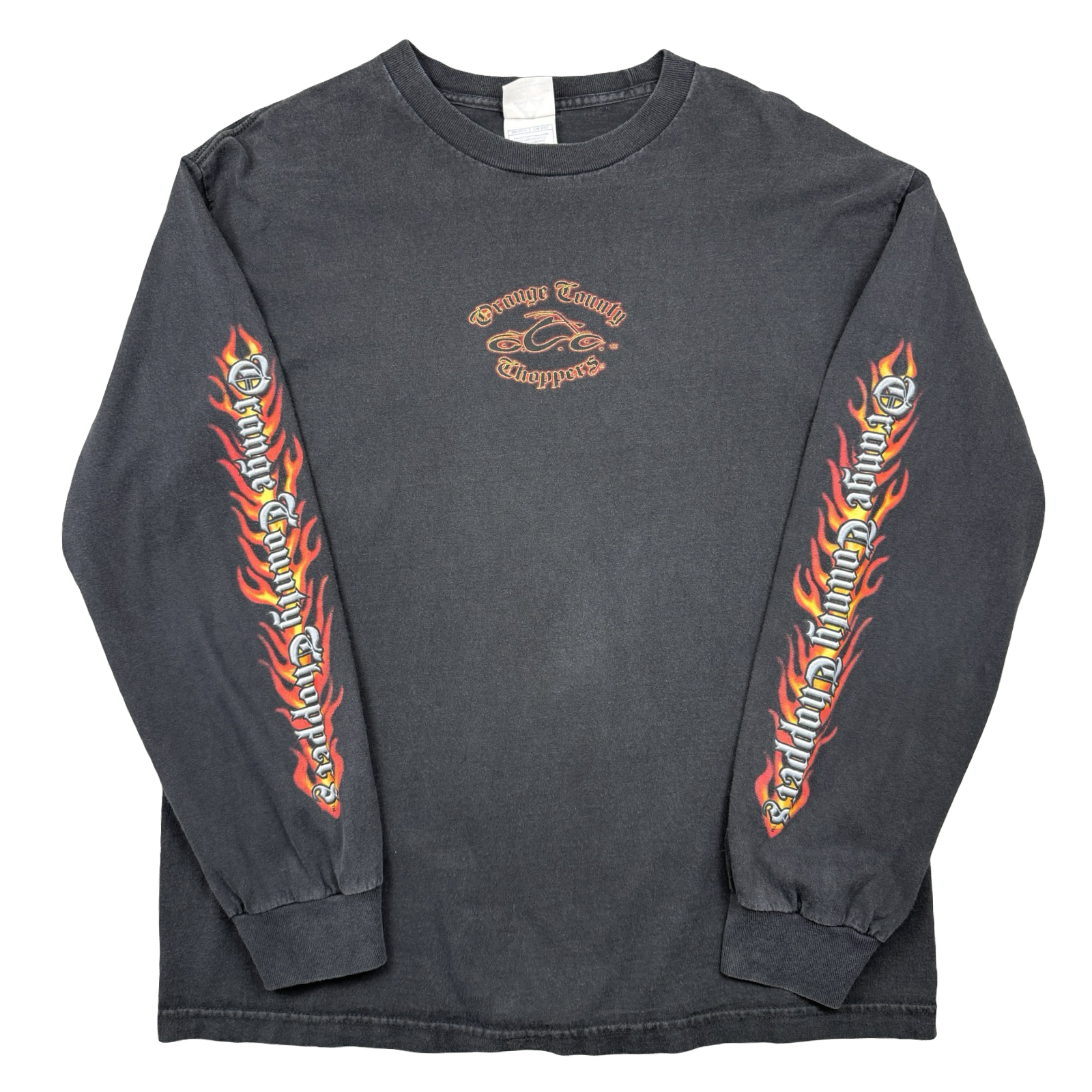 VIntage Orange County Choppers Script Flame Sleeve L/S Tee Black