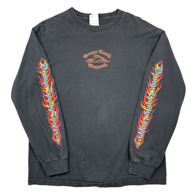 VIntage Orange County Choppers Script Flame Sleeve L/S Tee Black