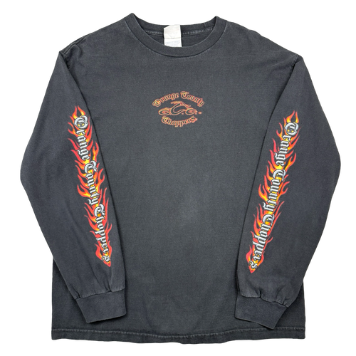VIntage Orange County Choppers Script Flame Sleeve L/S Tee Black | Vintage Clothing Store Canada