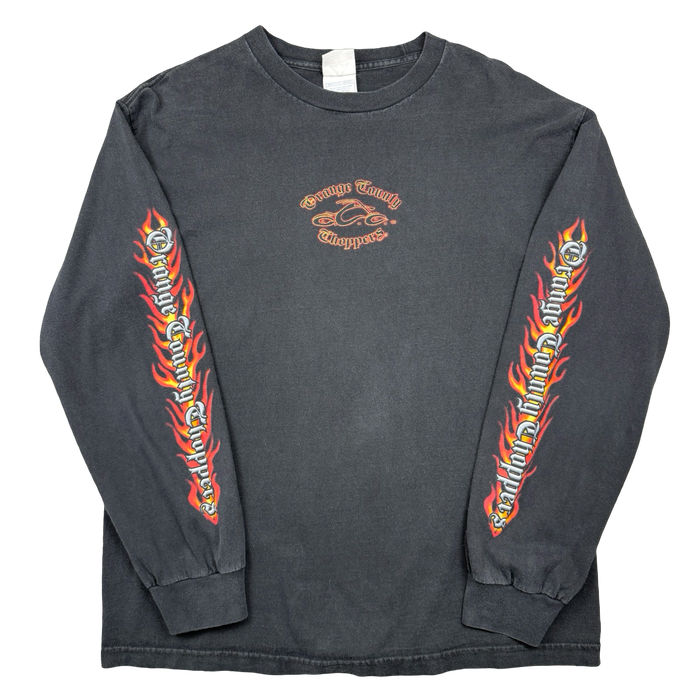 VIntage Orange County Choppers Script Flame Sleeve L/S Tee Black | Vitnage Clothing Store Canada