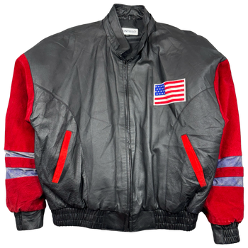 Vintage USA Flag Leather Jacket
