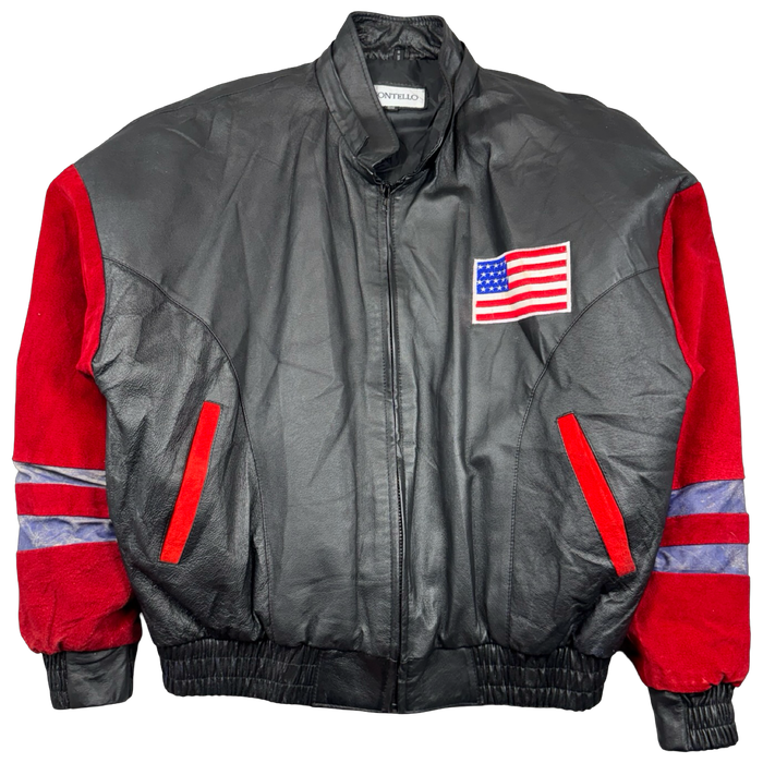Vintage USA Flag Leather Jacket | Vitnage Clothing Store Canada