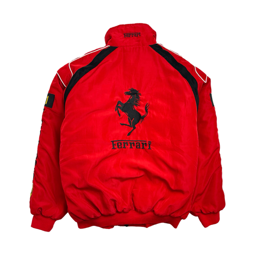 (L) Vintage '96 Ferrari Zip-Up Racing Jacket Red | Vintage Clothing Store Canada