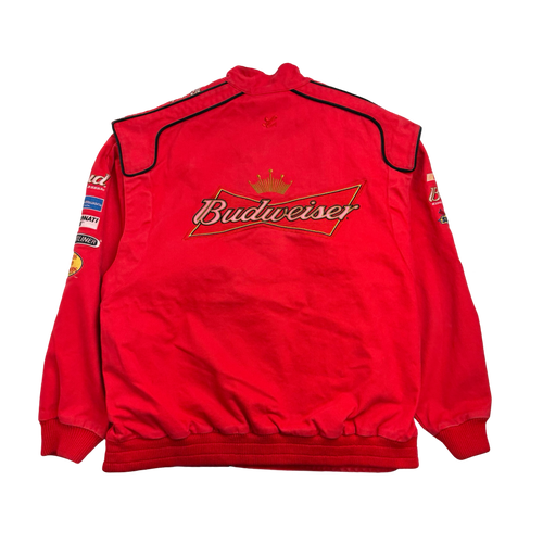 (XXL) Vintage Bud King Of Beers Racing Jacket Red | Vintage Clothing Store Canada