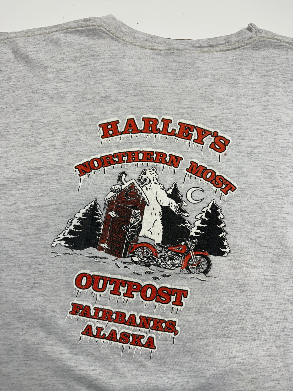Vintage 1999 Harley Davidson Alaska Northern Outpost Tee Grey