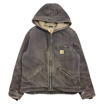 Women’s 2000s Carhartt Fleece Lined Hooded Worked Jacket Washed Black