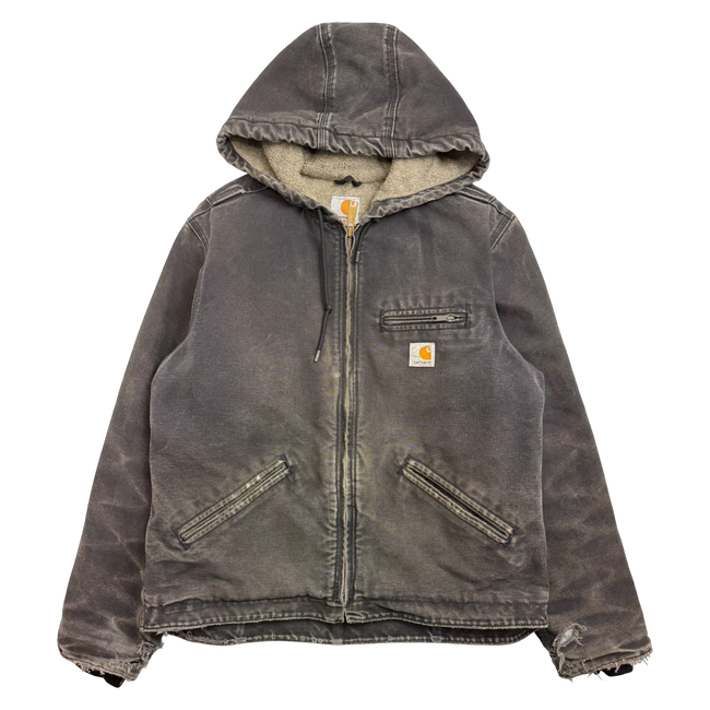 Women’s 2000s Carhartt Fleece Lined Hooded Worked Jacket Washed Black